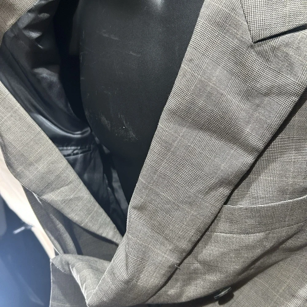 Vintage J. Riggings Mens 42R Double Breasted Blazer Grey Plaid 100% Wool Suit